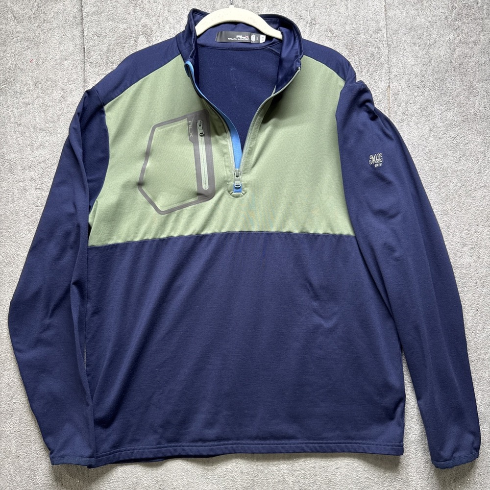 RLX Ralph Lauren‎ 1/4 Zip Pullover Golf Shirt Large Green Stretch Lightweight